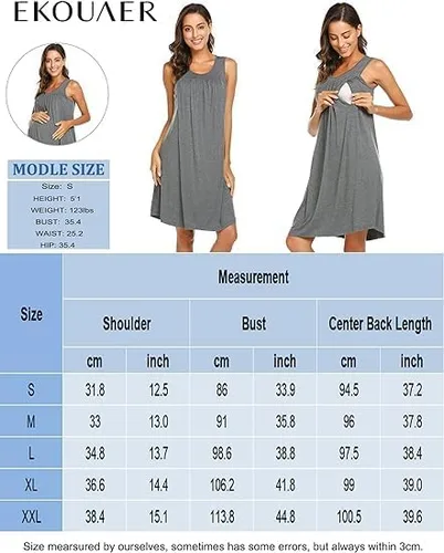 Miniatura 6 de Ekouaer - Camisón de maternidad para mujer (tallas S-XXL)