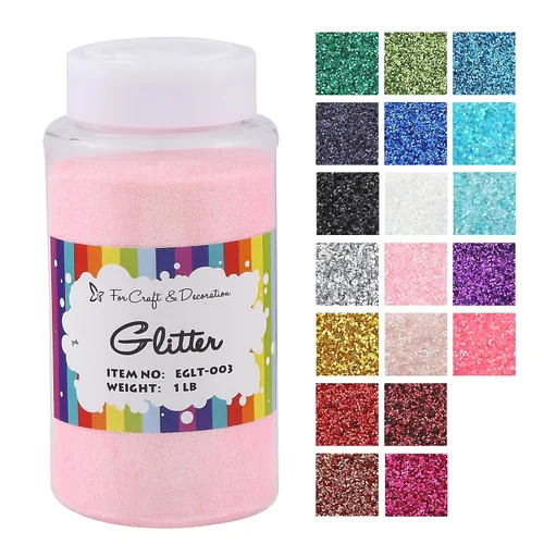 Miniatura 25 de Brillantina gruesa, 18 frascos de colores surtidos para manualidades, cuerpo, maquillaje y purpurina para uñas.