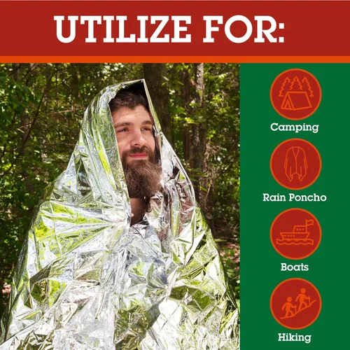 Miniatura 3 de Mantas térmicas de emergencia – Grizzly Gear – se pliega a 52 x 84 pulgadas