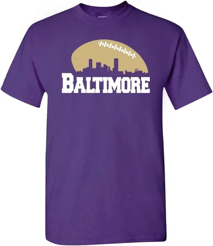Xtreme Apparrel City Skyline - Camiseta de hombre para los aficionados al fútbol americano Baltimore - Camisa púrpura