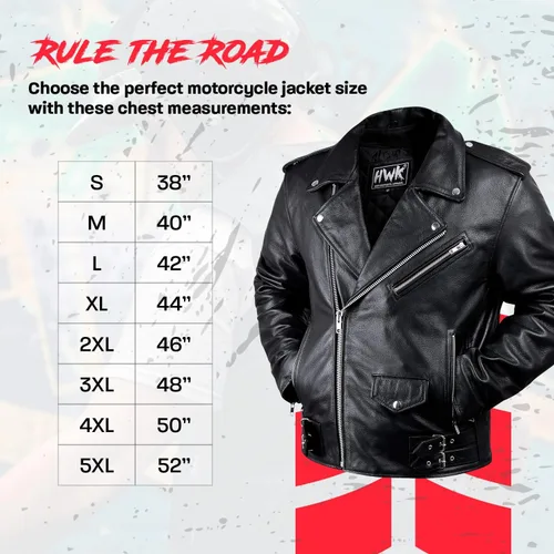 Miniatura 7 de HWK Brando - Chaqueta de cuero para motocicleta para hombre, chaqueta de cuero negro genuino con armadura CE extraíble para montar en moto