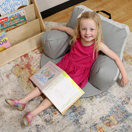 Miniatura 5 de FDP SoftScape Relax-N-Read - Puf con respaldo de apoyo, bolsillos de almacenamiento y cojín de espuma de 1/2 pulgada de grosor, asiento portátil