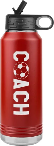 Miniatura 4 de Botella de agua de entrenador de fútbol, 32 onzas, con tapa abatible de acero inoxidable grabada, con pajita, regalo de entrenador de fútbol