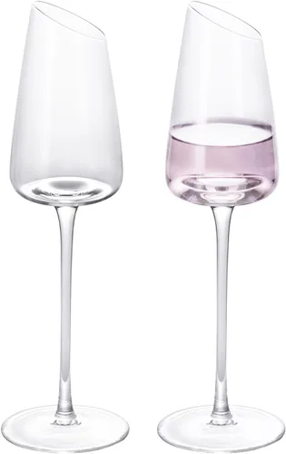 Miniatura 23 de KAMMAK Juego de 2 copas de vino de 11.49 onzas, de cristal soplado a mano, borde fino y tallo largo, perfectas para rojo y blanco, uso diario