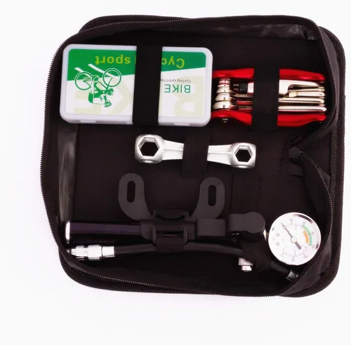 Miniatura 8 de YBEKI Kit de reparación de neumáticos de bicicleta con mini bomba de 210 PSI y multiherramienta 10 en 1 Incluye rompedor de cadena, parches sin
