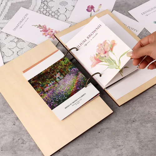 Miniatura 3 de Giiffu - Libro organizador de tarjetas de felicitación, carpeta de madera para tarjetas de felicitación Álbum de recuerdo de tarjeta de cumpleaños