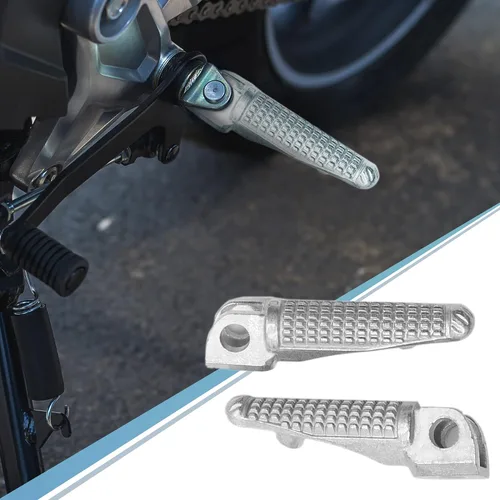 Miniatura 3 de uxcell 1 par de aleación de aluminio de 0.472 in reposapiés de motocicleta reposapiés reposapiés Peg Bike Bicicleta Ciclismo tono plateado