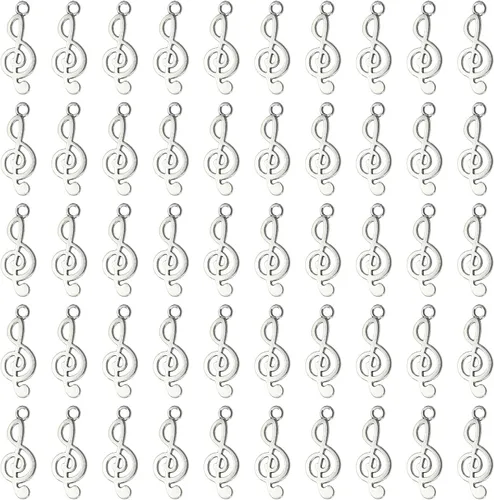 Dijes de notas musicales vintage de 0.984 x 0.394 in, colgante de instrumentos musicales para pulseras, aretes, collares, llavero, tarjetas para