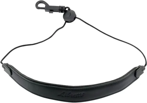 Libretto Correa de cuello para saxofón junior, correa acolchada de piel auténtica para niños, ajuste ajustable para saxofón soprano, color negro