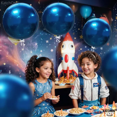 Miniatura 7 de KatchOn, Globos Azules Metálicos de Mylar - Grandes de 22 Pulgadas, Paquete de 6 Globos Redondos Azul Arándano para Decoraciones de Fiesta Azul
