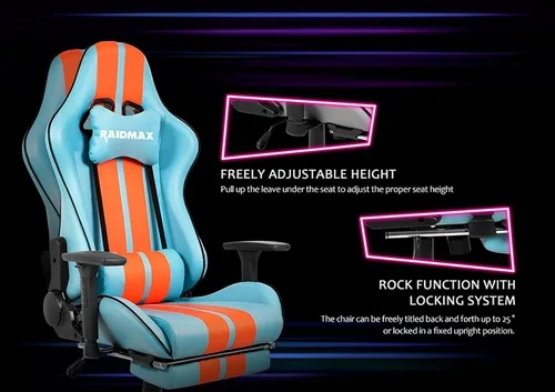 Miniatura 6 de Raidmax Superior DK905 - Sillas de juegos para computadora de auto de carreras, reposabrazos ajustable 3D, almohadas de cabeza y madera, base