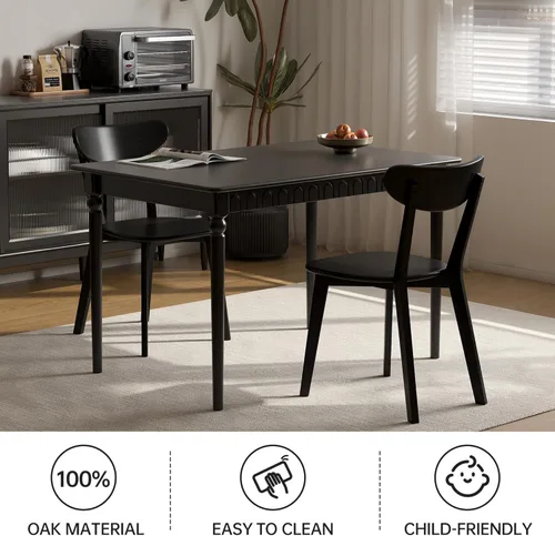 Miniatura 7 de Sillas de cocina, 100% madera maciza de roble, silla moderna con respaldo curvo, sillas de cocina y comedor, silla moderna para sala de estar Negro