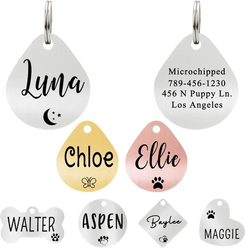 Miniatura 12 de Ultra Joys - Etiqueta personalizada de identificación para mascotas para perros, etiqueta de identificación de hueso de acero inoxidable cepillado