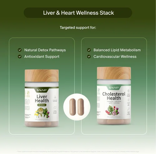 Miniatura 7 de Snap Supplements Paquete de suplementos para la salud del hígado y desintoxicación y salud del colesterol, apoya la salud del corazón, hígado