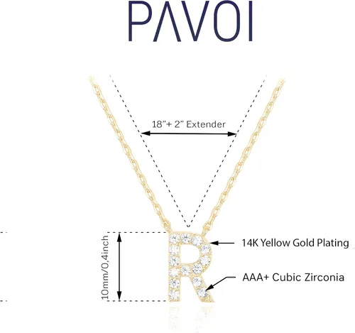 Miniatura 38 de PAVOI 14K White Gold Plated Cubic Zirconia Initial Necklace Letter Dainty Necklaces for Women