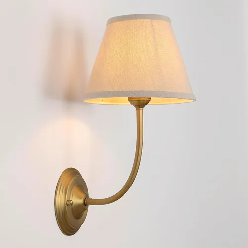 Aplique de pared de tela vintage de 8.66 pulgadas, pantalla de tela de lino de diámetro, E26 cableada para interiores, 1 luz, lámpara de pared para