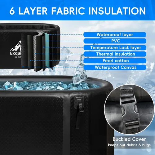 Miniatura 7 de Bañera de hielo con enfriador de agua de 1 HP, bañera inflable de inmersión fría de 216 galones con termómetro y alfombrilla absorbente de agua