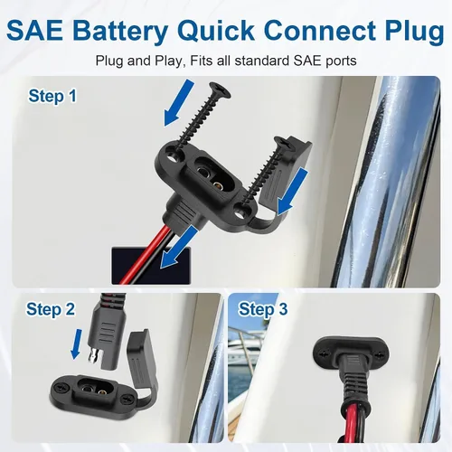Miniatura 4 de Linkstyle 2 piezas de enchufe de alimentación SAE de 1 pie 10 AWG puerto de pared lateral a conector de junta tórica, cable de extensión SAE