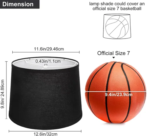 Miniatura 2 de Juego de 2 pantallas de lámpara de tela, pantallas de lámpara negras de 29,5 cm (parte superior) x 32 cm (parte inferior) x 24,9 cm de alto, Negro