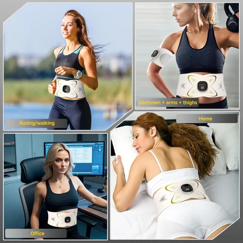 Miniatura 14 de Escultor de abdominales, cinturón de tonificación abdominal con almohadilla térmica para eliminación de celulitis estomacal, quema de grasa, máquina