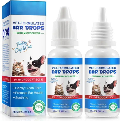 Gotas para los oídos para gatos y perros: medicamentos para infección de oído de perro, tratamiento de ácaros del oído, limpieza calmante de