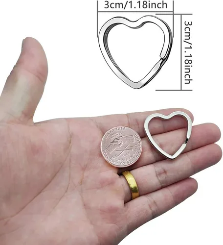 Miniatura 4 de Oubaka 30 llaveros divididos en forma de corazón, llaveros de metal para manualidades para la organización del hogar, oficina, proyectos de artes