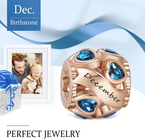 Miniatura 45 de Abalorio de plata de ley 925 con piedra natal de Ningan, abalorio de corazón para pulseras y collares, regalo de cumpleaños para mujeres y niñas