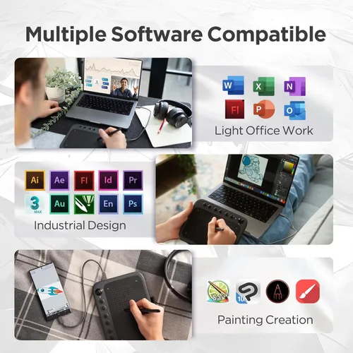 Miniatura 6 de UGEE Q6 - Tableta de dibujo de 6.5 x 4 pulgadas para teléfono Android con 6 teclas de acceso rápido, tableta gráfica, modo de dibujo ajustable
