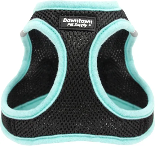 Downtown Pet Supply - Arnés ajustable para perro con chaleco acolchado, fácil de poner en perros pequeños, medianos y grandes (negro con ribete azul