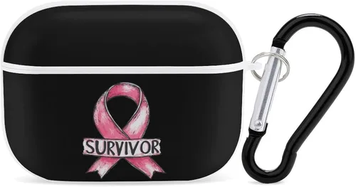 Breast Cancer Survivor Hard Case Compatible with AirPods Pro 2nd / 1st Generation Cover with Keychain white-style