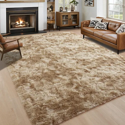 Miniatura 21 de Noahas - Alfombra suave y afelpada para habitación de niña y sala de estar, colorida, decoración para guardería, teñido anudado arcoíris, azul