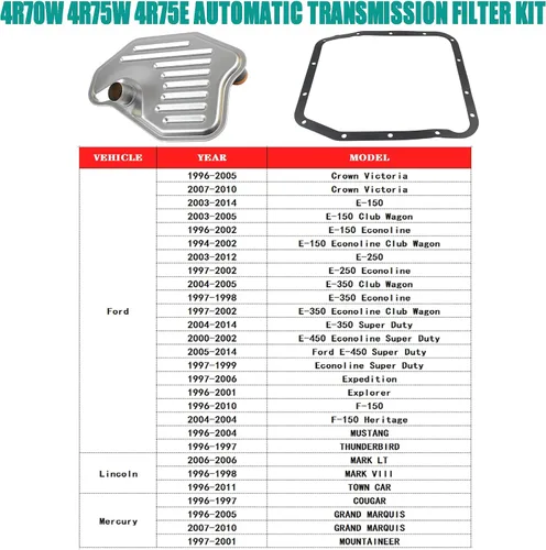 Miniatura 3 de Kit de filtro de transmisión automática 4R70W 4R75W 4R75E compatible con Ford F150 Expedition Mus-tang Crown Victoria Grand Marquis Explorer