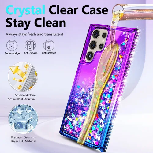 Miniatura 229 de NGB - Funda de teléfono diseñada para Samsung Galaxy S9+ Plus, morado/azul, con purpurina líquida para mujeres y niñas, con protector de pantalla