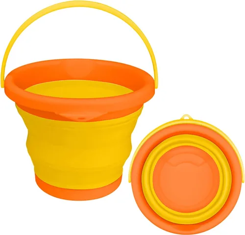Miniatura 11 de Cubo de mopa plegable y cubo para hielo - 5L (1.3 galones) Cubo de polvo de silicona para limpieza del hogar, suministros de limpieza portátiles