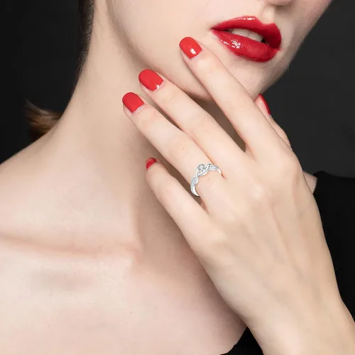 Miniatura 3 de JO WISDOM Anillos de compromiso de boda con nudo infinito para ella, de plata de ley con circonita cúbica