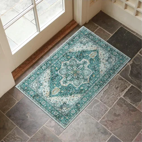 Miniatura 58 de Collive Tapete lavable para puerta de interior, antideslizante, alfombra de entrada retro de 20 x 32 pulgadas, tapete de entrada de absorción Multi
