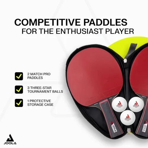 Miniatura 2 de JOOLA Duo Pro Ping Pong Paddles Set of 2 - Professional Table Tennis Paddles, Three Advanced 3 Star Tournament Ping Pong Balls and Carrying Case