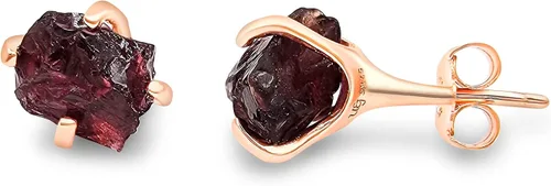 Miniatura 103 de Aretes de piedra preciosa natural en bruto con oro rosa sobre plata de ley 925, 6 a 0.276 in, regalo de piedra de nacimiento de calidad genuina
