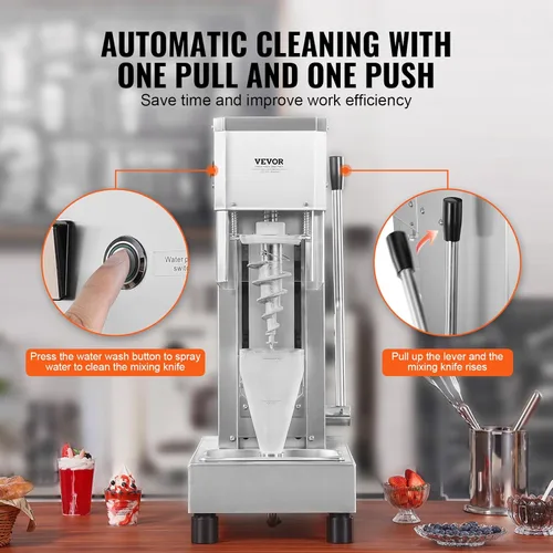 Miniatura 5 de VEVOR Máquina de mezcla de yogur congelado 400W, ajuste de velocidad continuo,Mezcladora de helado de batido de yogur 4200RPM