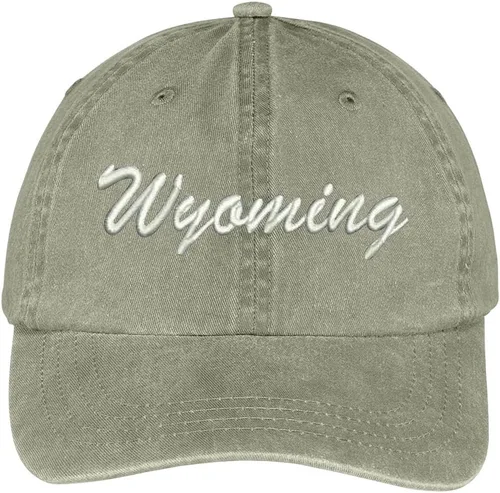 Trendy Apparel Shop Gorra de algodón ajustable de perfil bajo bordado del estado de Wyoming