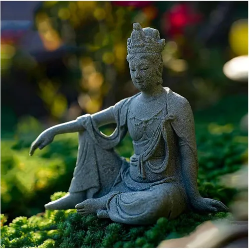 Miniatura 8 de livelyfish Estatua de Buda de acuario Estatua de Buda de piedra arenisca Decoración Zen Estatuas de Buda meditando para decoración de jardín