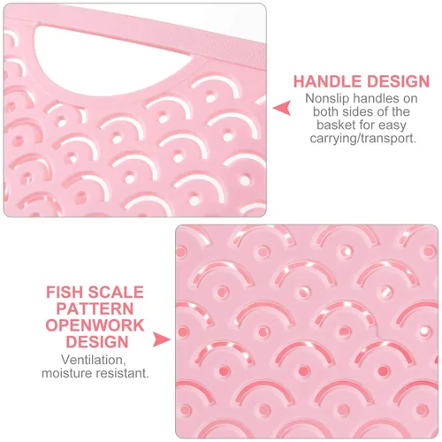 Miniatura 3 de STARVAST Paquete de 5 cestas de almacenamiento de plástico, caja de almacenamiento de escritorio hueca portátil con patrón de escamas de pescado Rosa