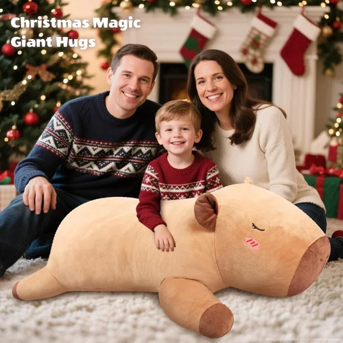 Miniatura 8 de SuzziPals Peluche de Capibara Gigante de 43 pulgadas, Animal de Peluche Gigante Realista para Alivio del Estrés y Compañía, Almohada de Grandes