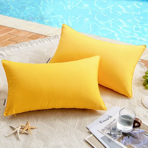 Miniatura 67 de MIULEE - Juego de 2 fundas de almohadas decorativas para exteriores, impermeables, cuadradas, para jardín, para cenador de primavera, tienda de Negro