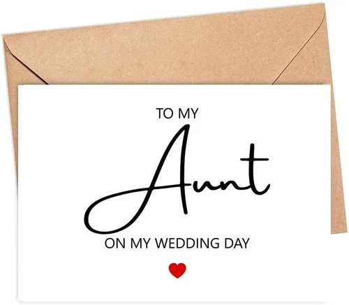 To My Aunt On My Wedding Day - Tarjeta de felicitación de 5 x 7 pulgadas, moderna, impresión de letras, color negro