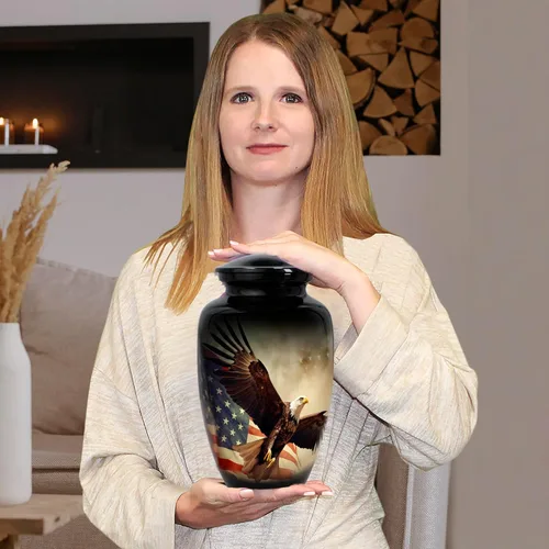 Miniatura 2 de Trupoint Memorials Urnas de cremación para cenizas humanas, urna de entierro decorativa militar y patriótica para veteranos hombres y mujeres