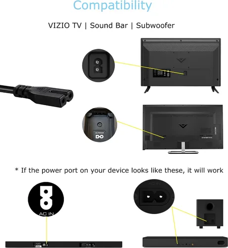 Miniatura 2 de Cable de alimentación de 3 pies compatible con Vizio-LED-TV Smart-HDTV E-M-Series