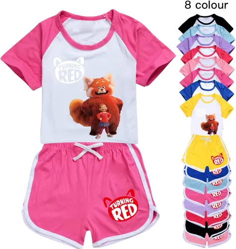 Miniatura 2 de Conjunto de ropa de verano de 2 piezas de camiseta y pantalones cortos para niñas pequeñas
