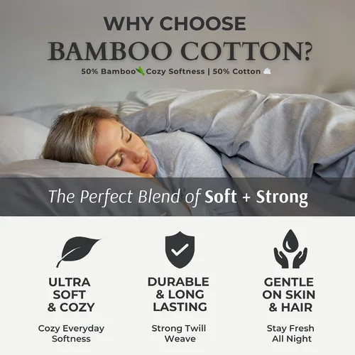 Miniatura 2 de BedVoyage Cozy Sheets Queen - Juego de sábanas de 50% viscosa de bambú y 50% mezcla de algodón, ropa de cama suave y transpirable, bolsillo profundo