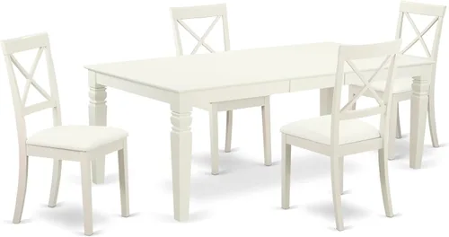 Miniatura 15 de East West Furniture LGBO7-LWH-W - Juego de cocina de 7 piezas que consta de una mesa rectangular con hojas de mariposa y 6 sillas de comedor, 42 x